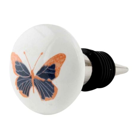 Blue Butterfly Ceramic Kids Wine Bottle Stopper